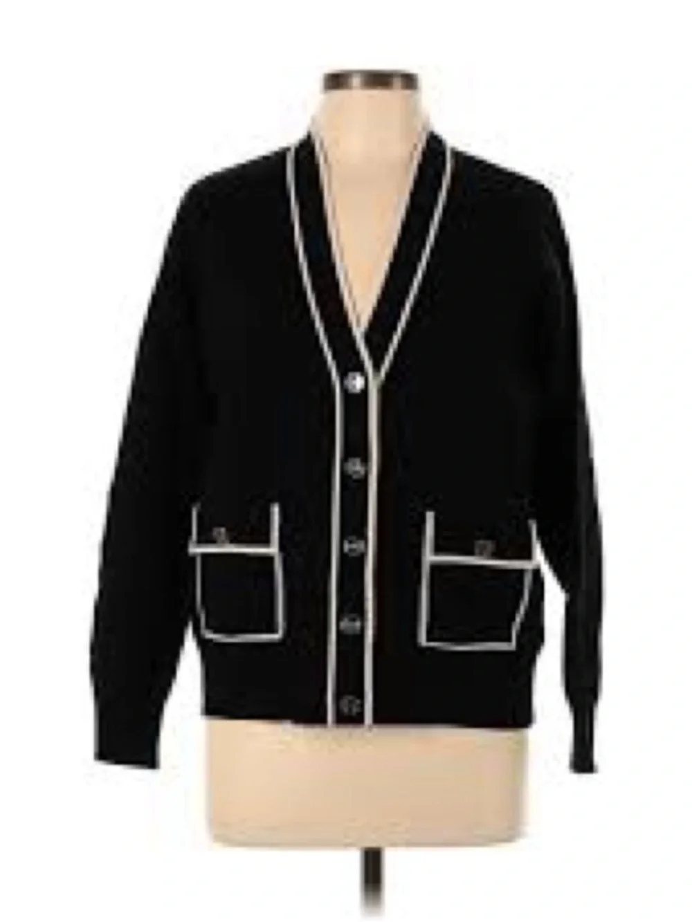 Sandro Black Cardigan with White Trim and Buttons brand new!! - Picture 3 of 15